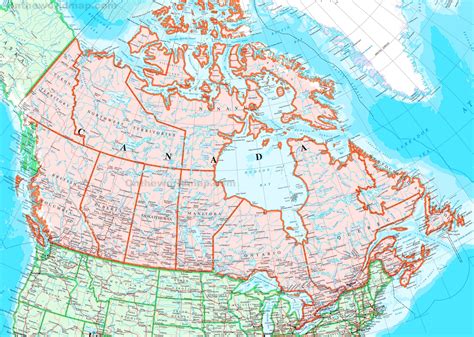 map of canada with capitals|Large detailed map of Canada with cities and towns.